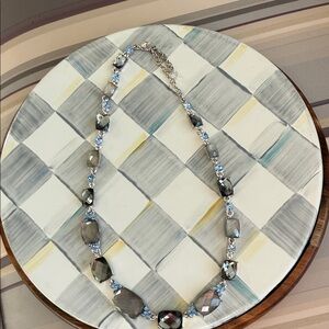 Napier Silver-Tone Necklace with Gray and Light Blue Stones